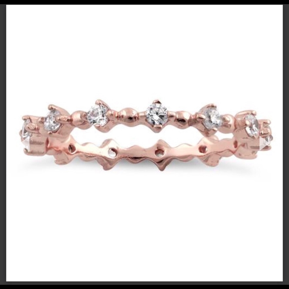 14k Rose Gold Eternity CZ Ring - Picture 6 of 8